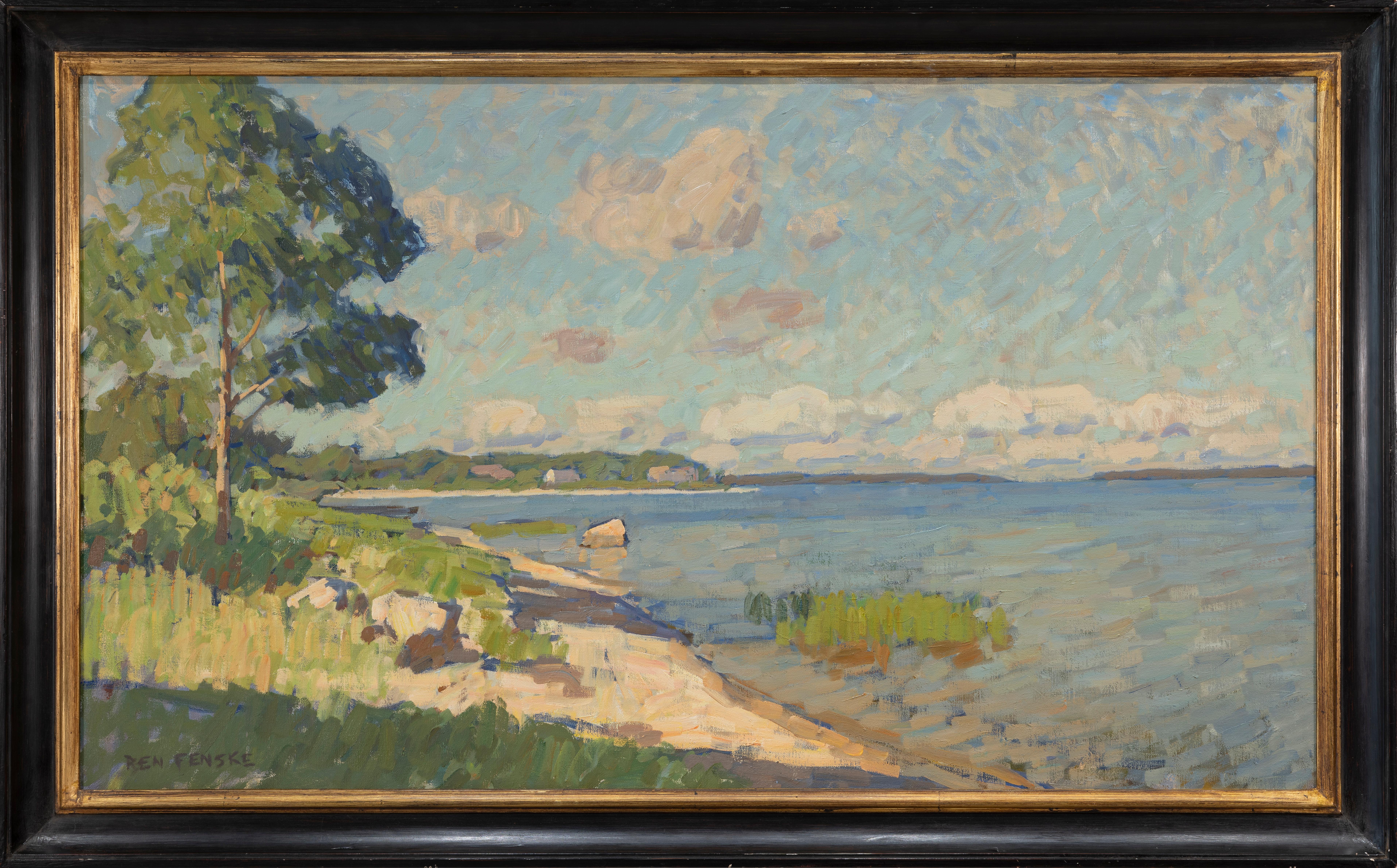 « Secret Beach, Shadows » 2023, paysage en plein air impressionniste à Long Island NY - Painting de Ben Fenske