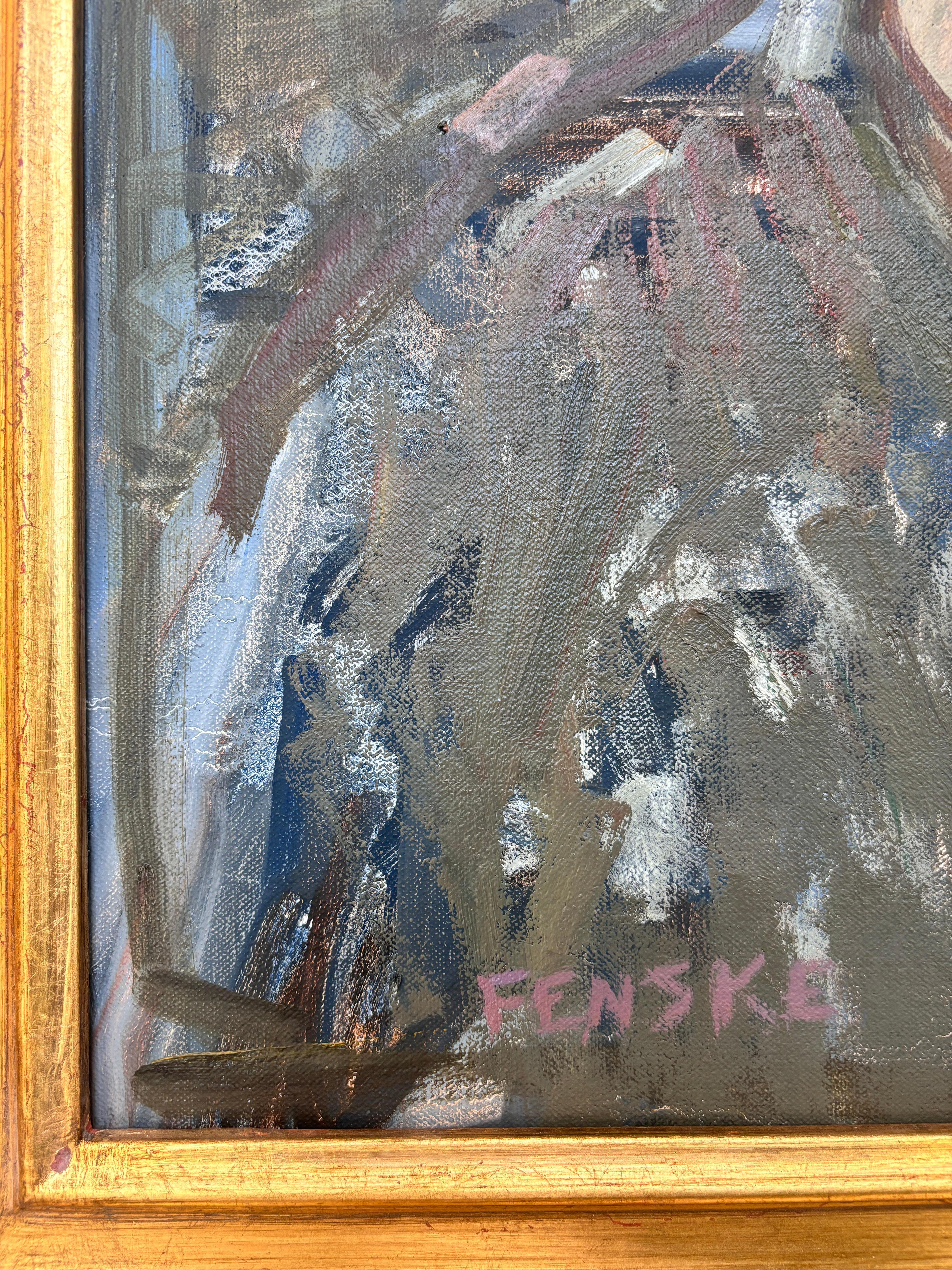 “Self Portrait” oil painting,  contemporary impressionist, Ben Fenske, framed For Sale 10