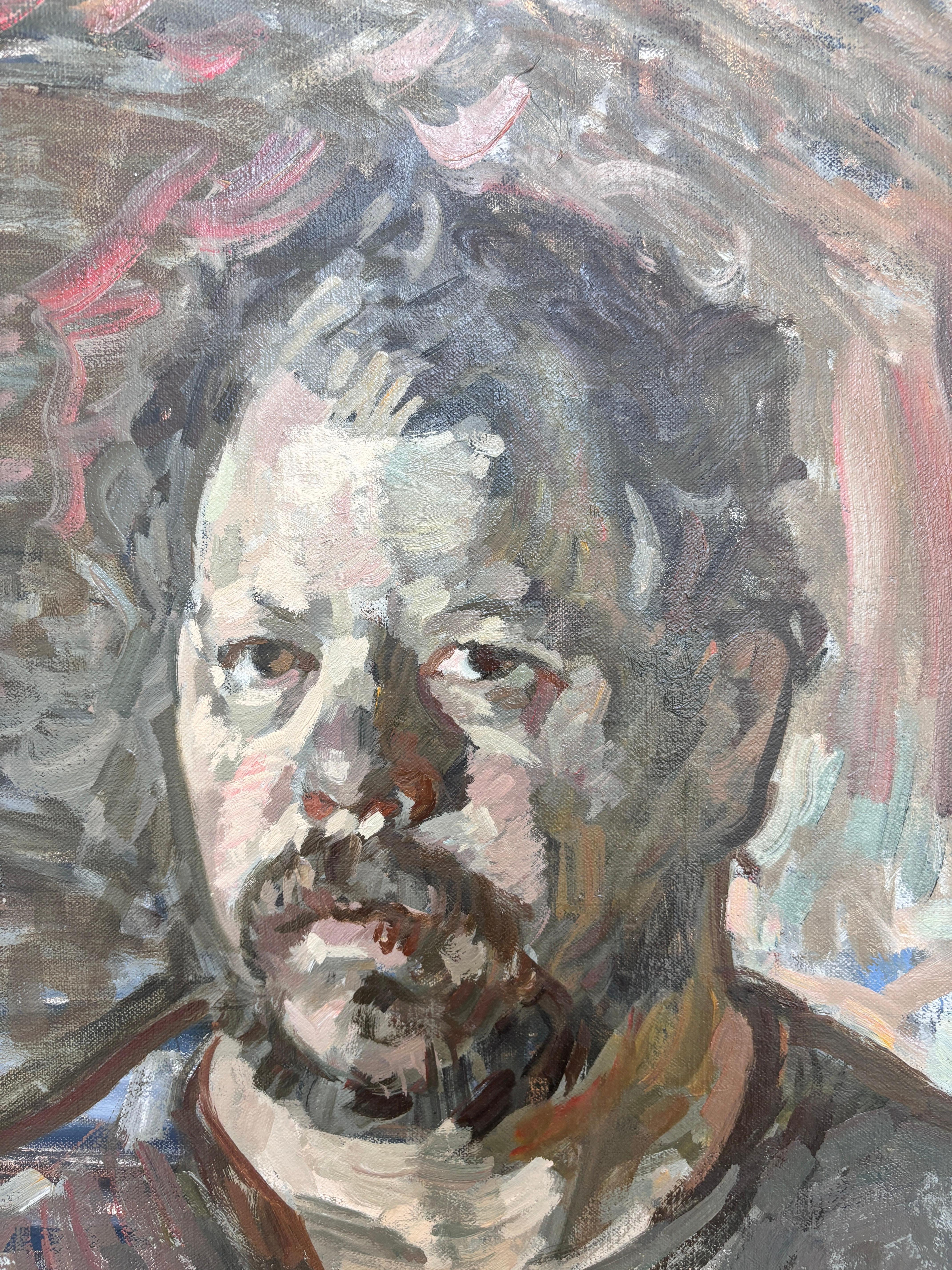 “Self Portrait” oil painting,  contemporary impressionist, Ben Fenske, framed For Sale 4
