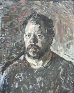 "Autorretrato" pintura al óleo,  impresionista contemporáneo, Ben Fenske, enmarcado