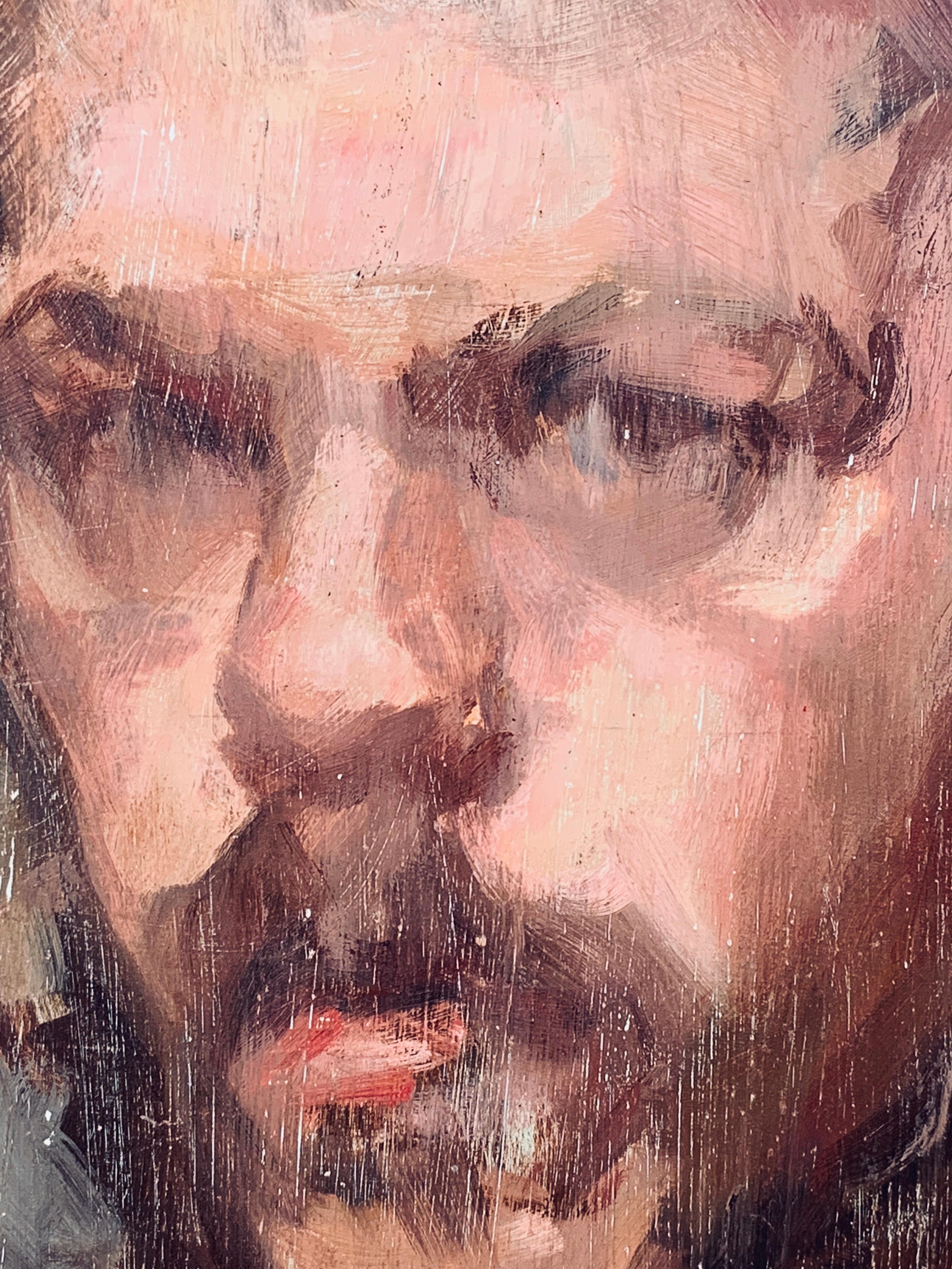 Self Portrait Sketch - American Impressionist Painting by Ben Fenske