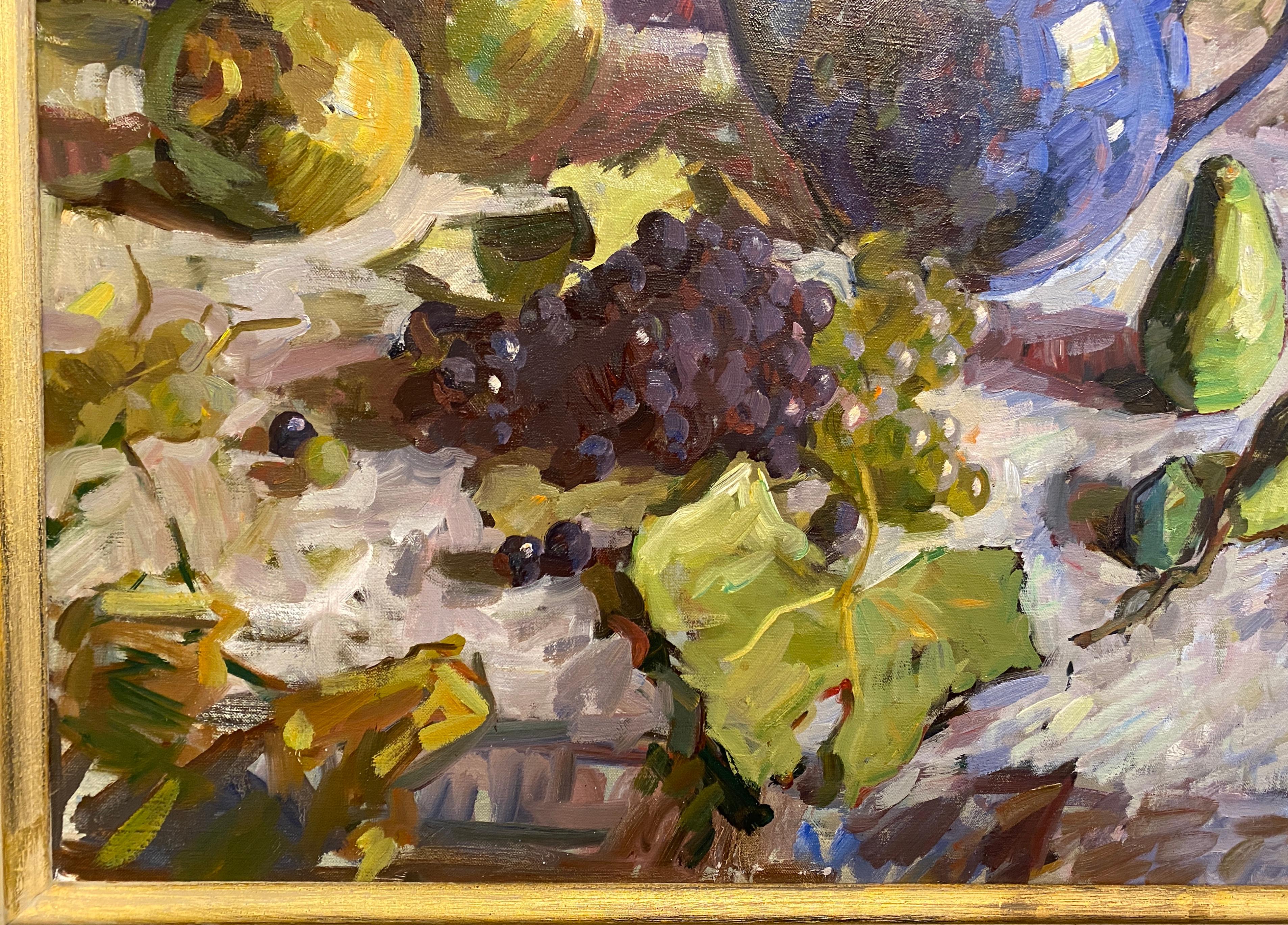 „September Stillleben“ Impressionistische Komposition einer rustikalen toskanischen Verbreitung (Impressionismus), Painting, von Ben Fenske
