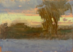 "Amanecer de domingo" pintura al óleo sobre panel de madera, impresiones de cielo colorido