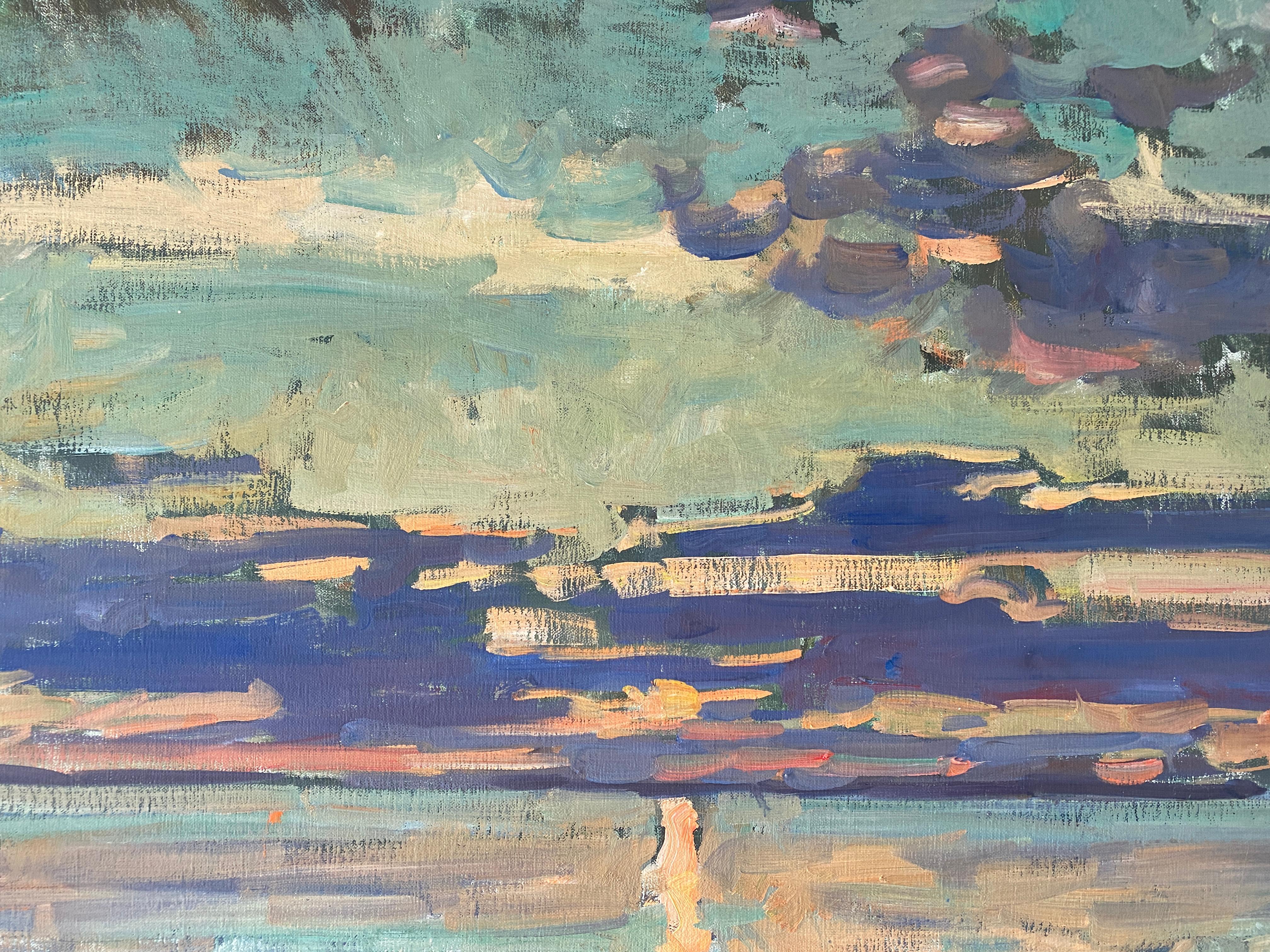 Violet Horizon - Gray Landscape Painting by Ben Fenske