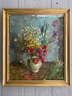 "Wildflowers" bright contemporary impressionist oil painting still life