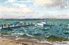 „Working Girl“ Impressionistische Ansicht eines Fischerbootes in der Bucht von Long Island