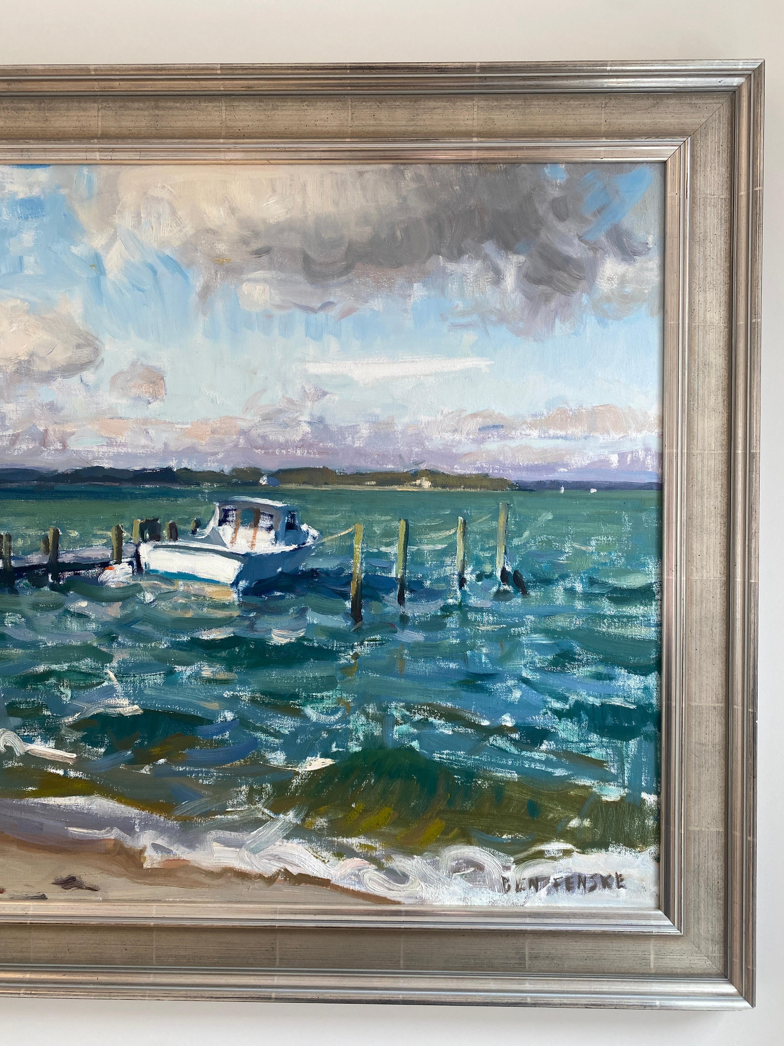 « Working Girl », vue impressionniste d'un bateau de pêche sur les eaux de la baie de Long Island en vente 2