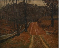 "Autumn Road, " Ben Foster, Connecticut Impressionism, Tonalism, Fall Landscape