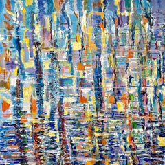 Abstract Impressionist Painting. Title - Harbor Reflections