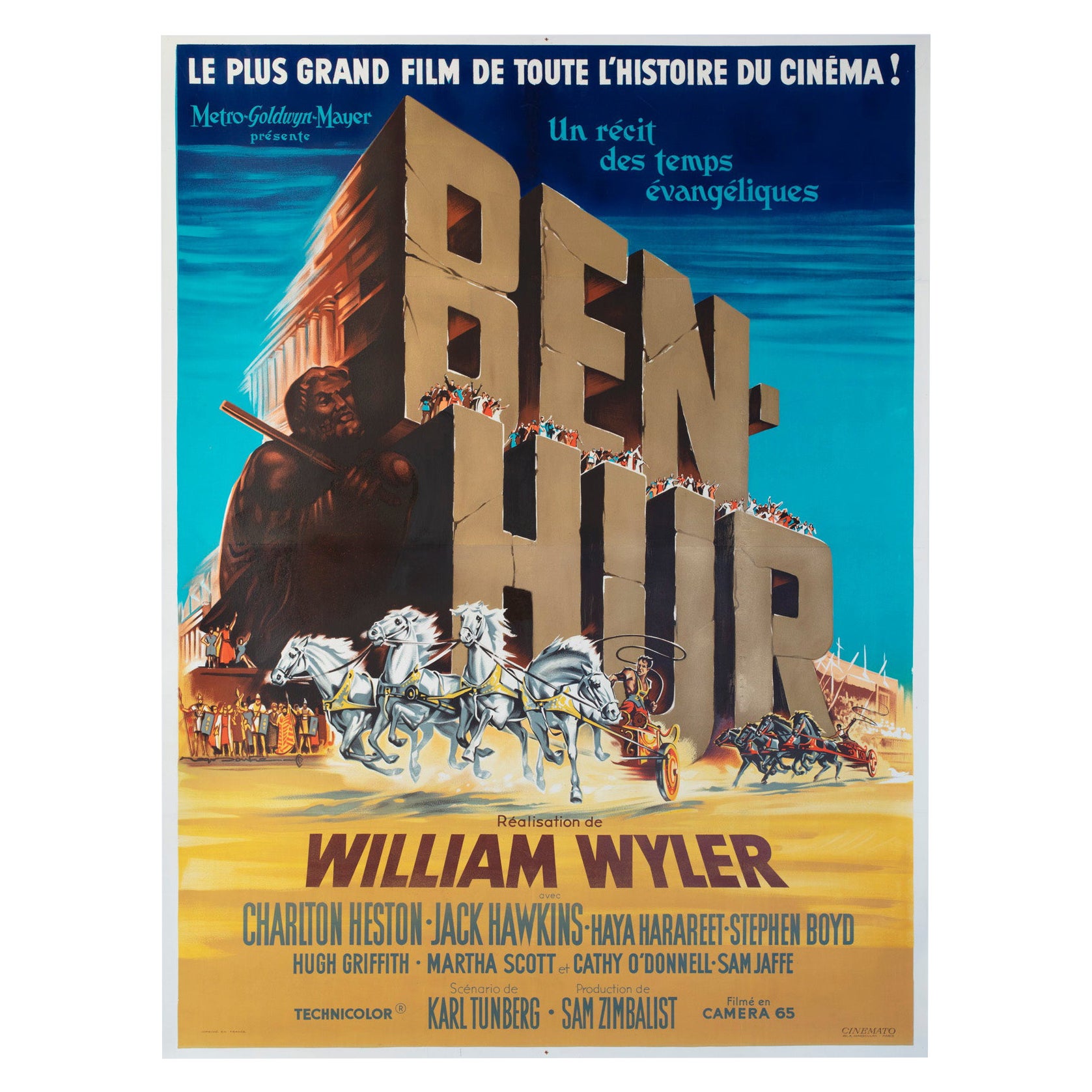 Ben Hur 1960 Cartel de cine francés Grande Style B en venta