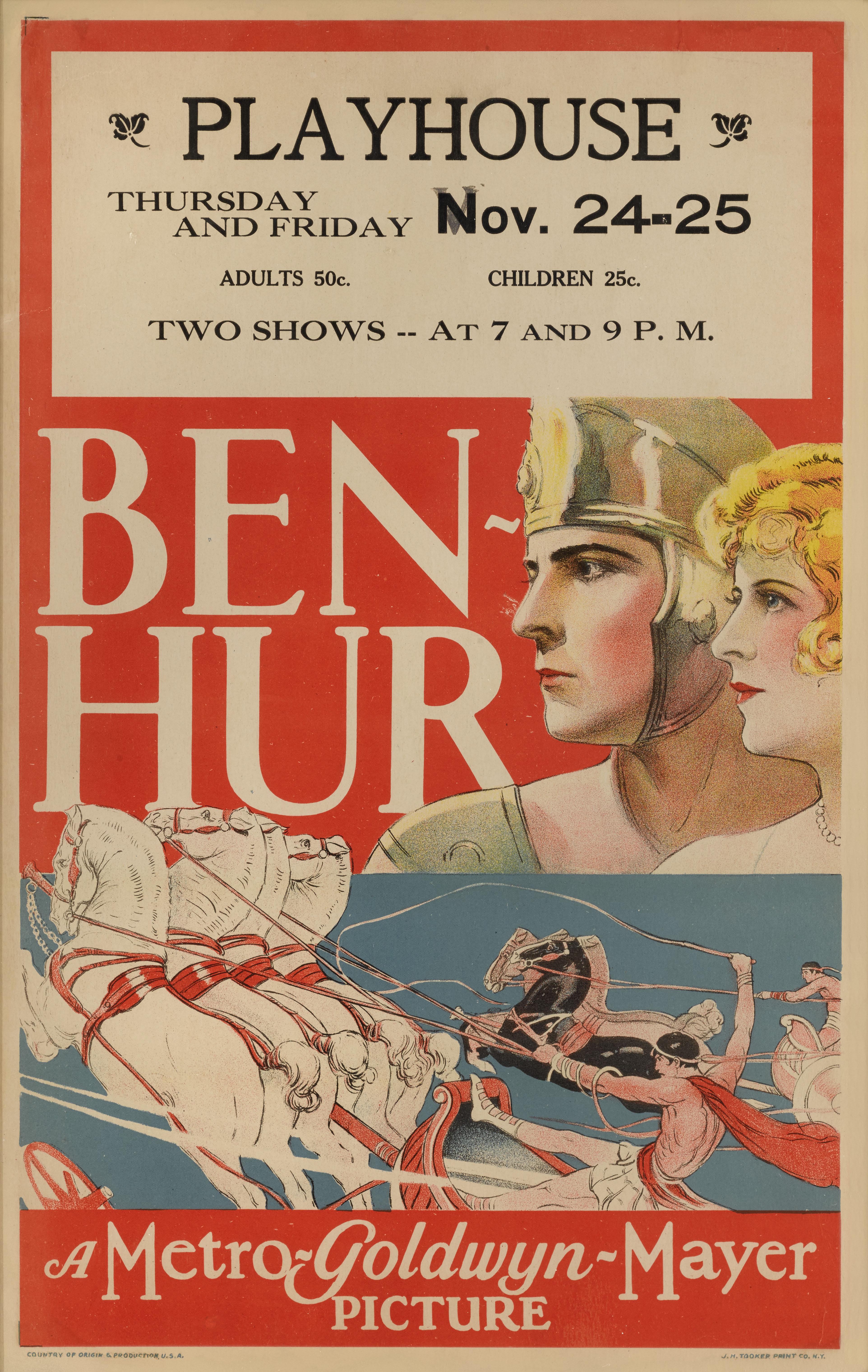 Rarissima locandina originale americana del film epico d'avventura muto diretto da Fred Niblo e basato sull'omonimo romanzo. Il film ha come protagonista Ramon Novarro. Il film racconta la storia di Giuda Ben-Hur, un principe ebreo che fu