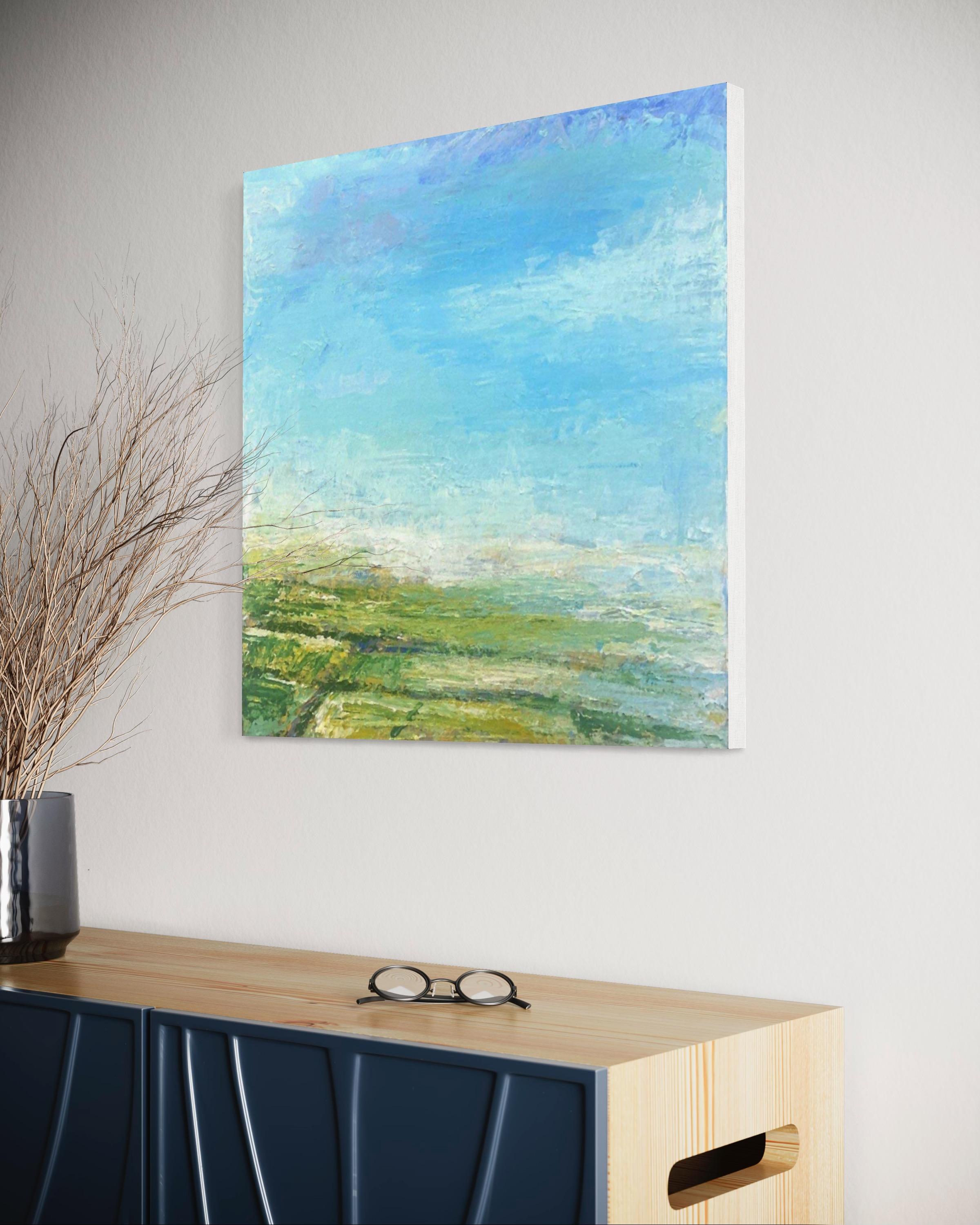 Beyond the Cove, Green Fields - Contemporary Painting by Ben Junta