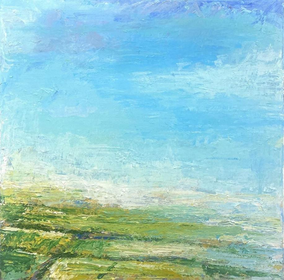Ben Junta Landscape Painting - Beyond the Cove, Green Fields