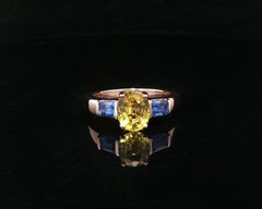 Ben Kho 14k Rose Gold 2.45ctw Oval Yellow & Custom Blue Sapphire Classic Ring