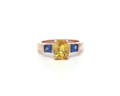 Ben Kho 14k Rose Gold 2,45ctw Oval Gelb & benutzerdefinierte blauen Saphir klassischen Ring