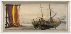 Ben Maile (1922-2017) - 20th Century Mixed Media, Boats at Low Tide