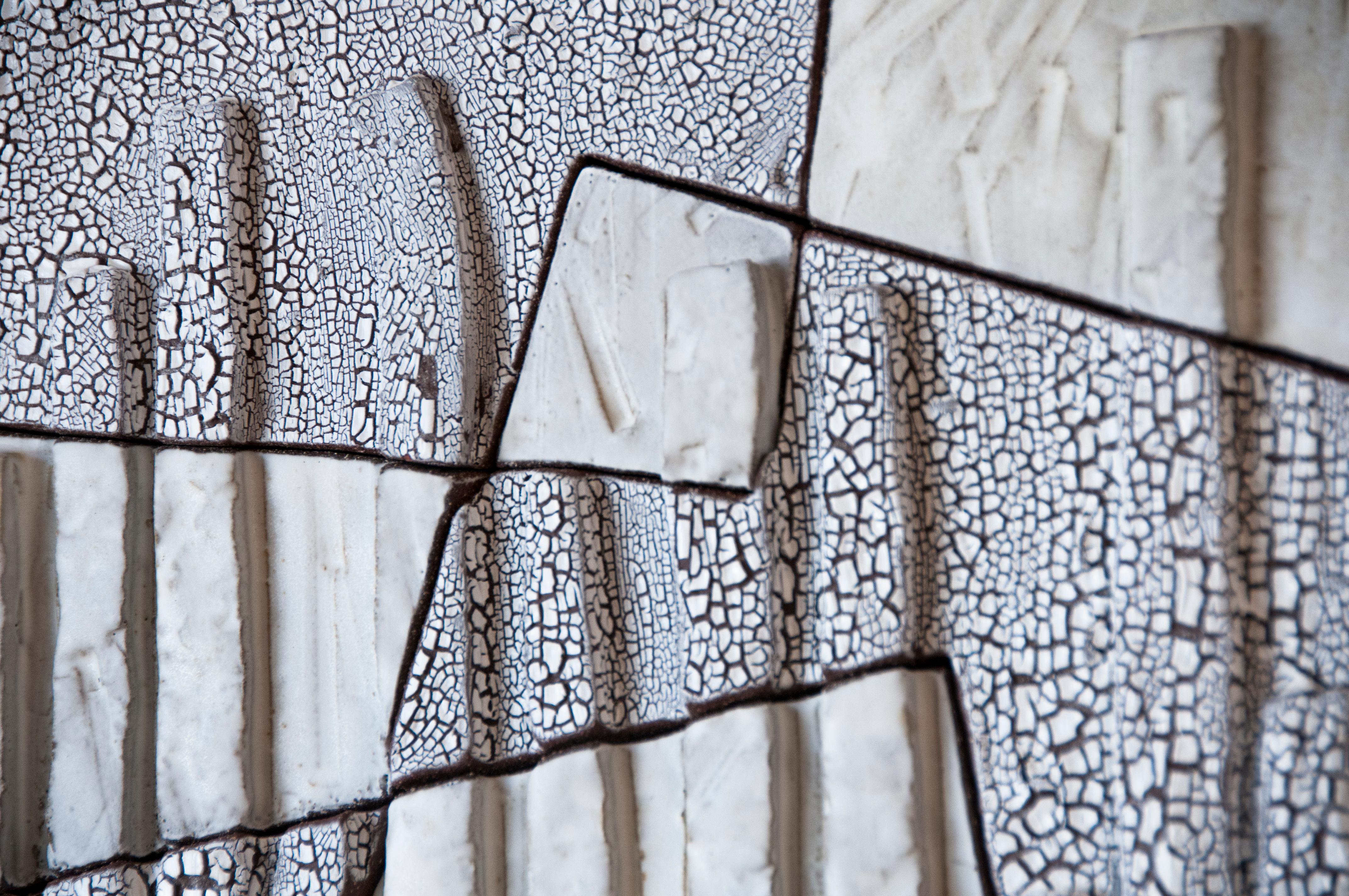 American Ben Medansky, Tangled Rectangles, Ceramic Wall Sculpture