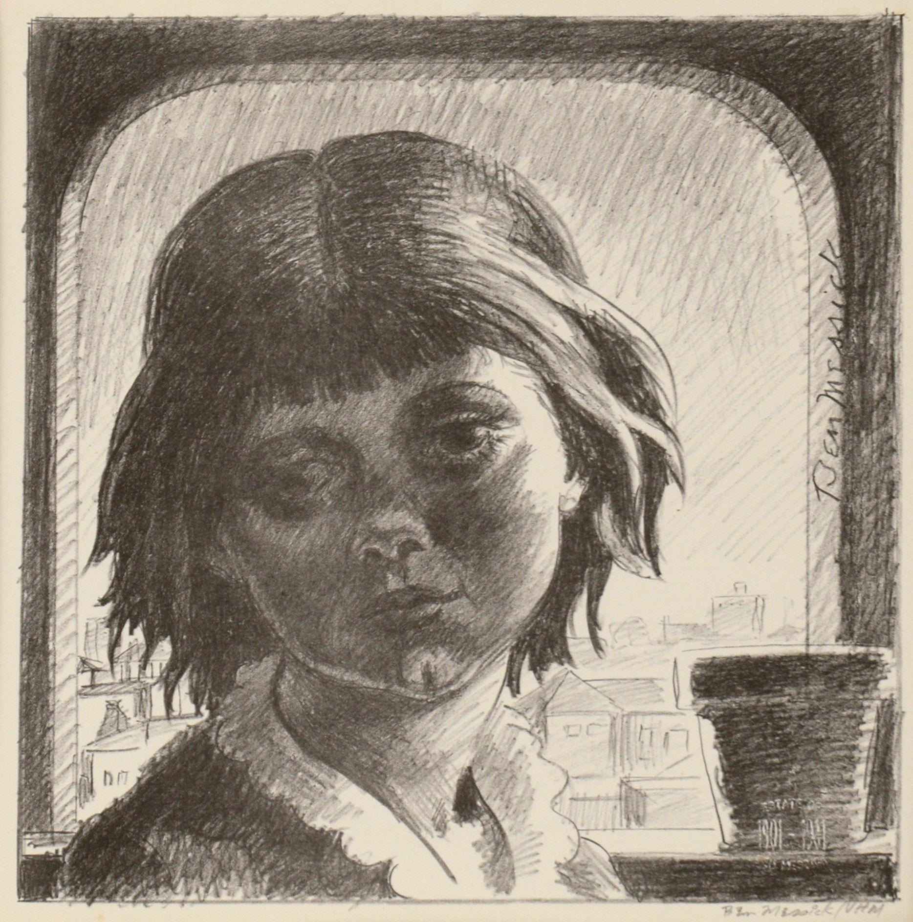 Young Girl by the Window, Mid-century Portrait - Print by Ben Messick