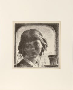 Joven junto a la ventana, retrato de mediados de siglo