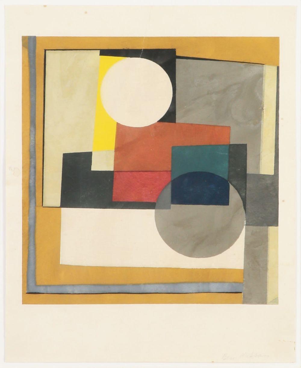The idea of Ben Nicholson and his circle was to apply constructivist principles to public and private art. Especially, they were against ornaments and advocated for clean lines. Artworks were created with mathematical precision.

“Geometric shapes”