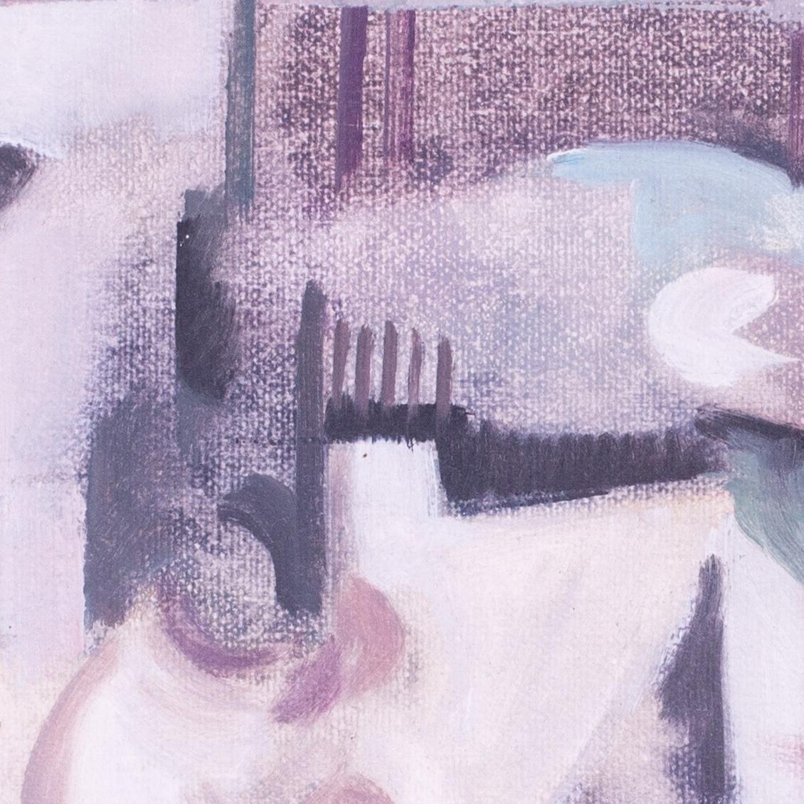 Ciudad de tejados, británico, siglo XX, pintura abstracta al óleo en venta 1