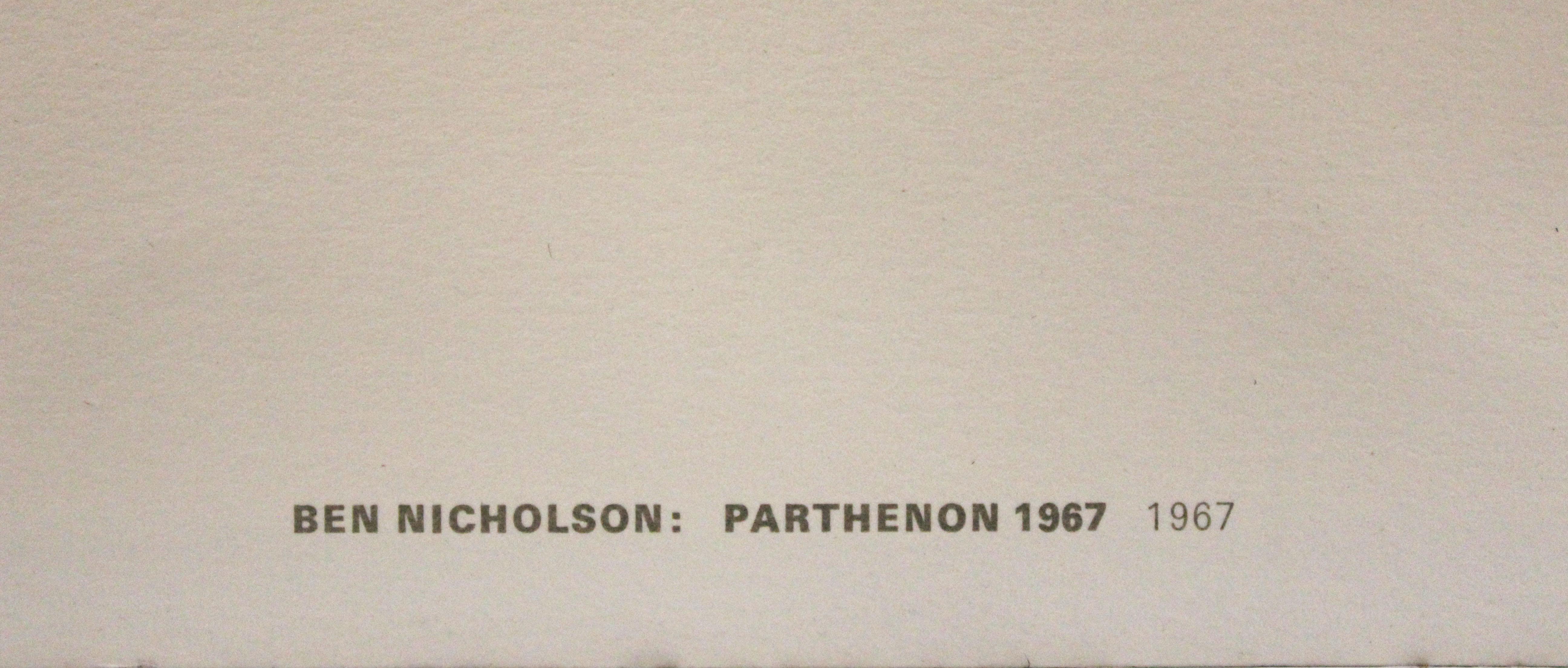 Partenone 1967-Poster. Pubblicato da The Tate Gallery, Londra - Figurative Print Marrone di Ben Nicholson