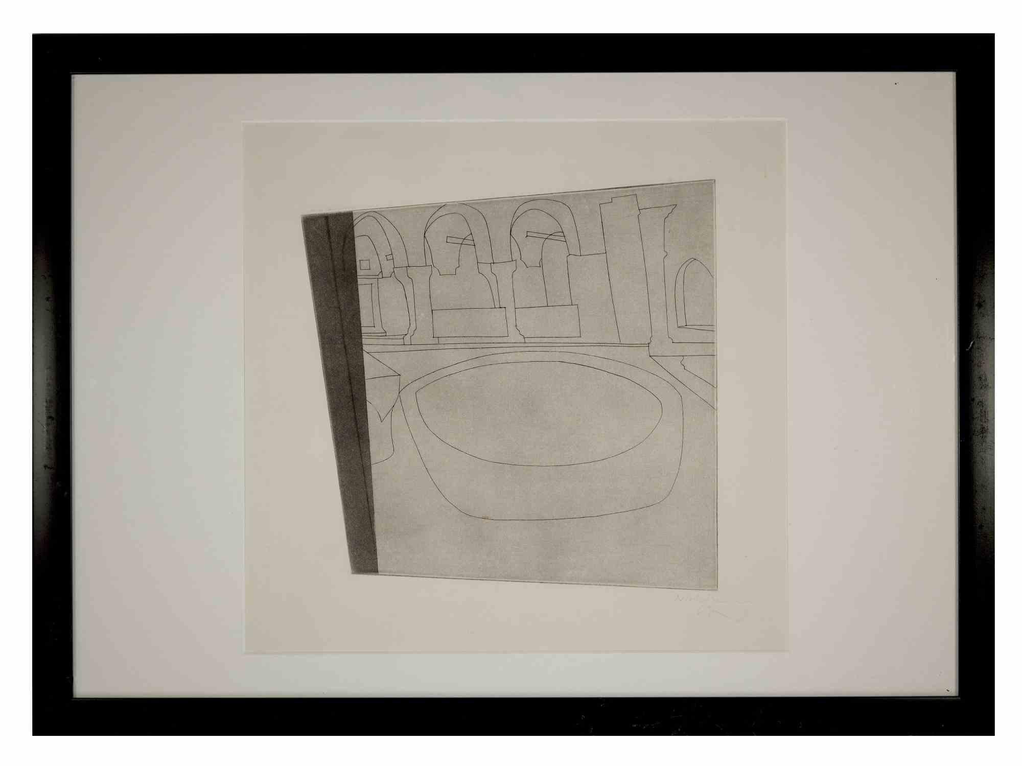 Torcello II est une œuvre d'art originale réalisée par Ben Nicholson en 1967. 

Signé à la main et daté dans la marge inférieure droite. Non numéroté.

Gravure en noir et blanc.

Cadre inclus : 54,5 x 2 x 74 cm

En 1967, Ben Nicholson a visité la