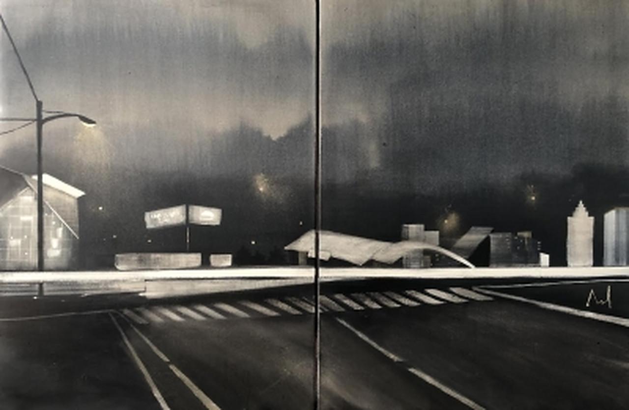Landscape Painting de Ben Pastre - Una copa en Elliot Street, 2018