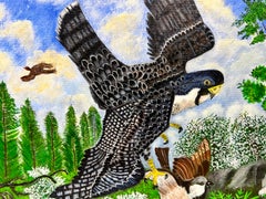Bird of Prey Catching its Kill Original Modern British Painting