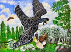 Oiseau de proie attrapant sa proie Original Modern Modernity British Painting