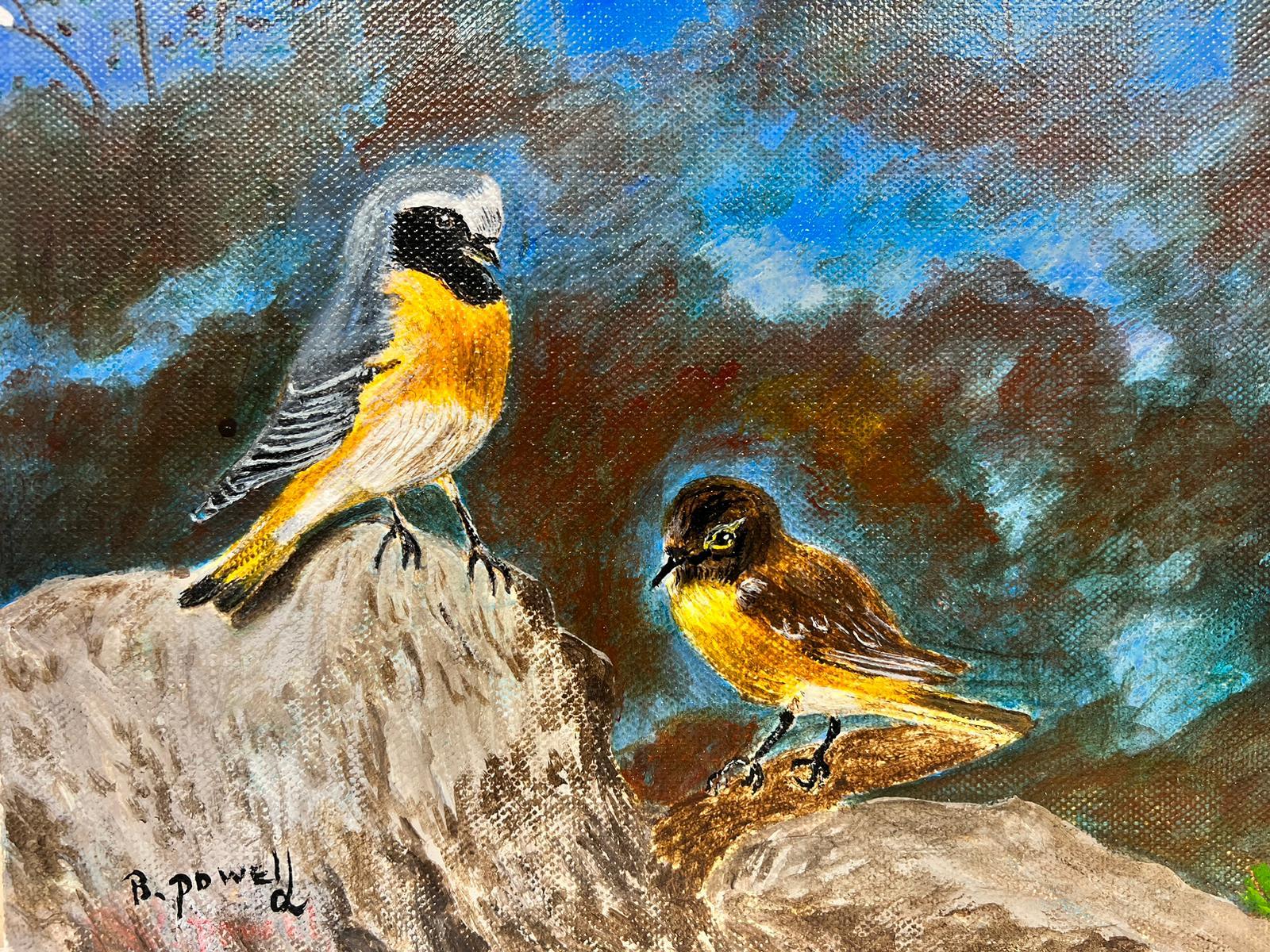 Pair of Birds
by Ben George Powell, British contemporary artist
signed
acrylic on canvas, unframed
canvas: 10 x 12 inches
provenance: private collection of this artists work, UK
The painting is in very good and presentable condition.
