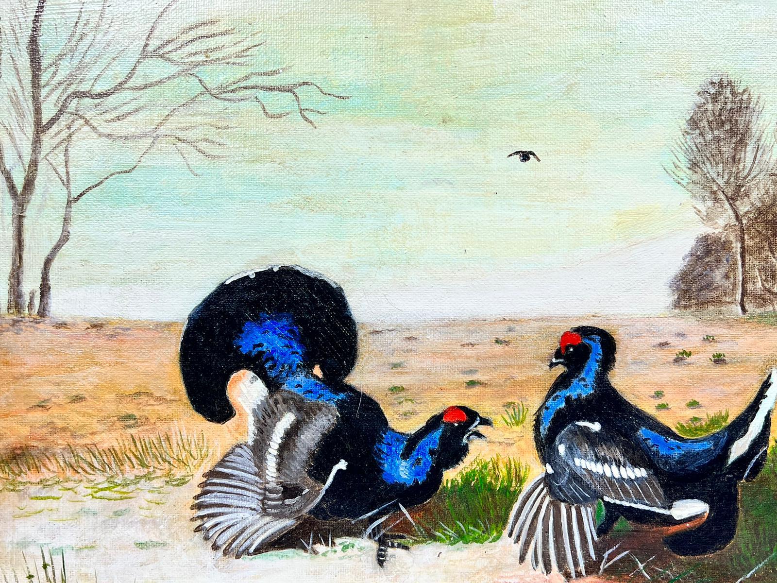 Pittura acrilica britannica contemporanea Gallo cedrone in un paesaggio - Painting di Ben Powell
