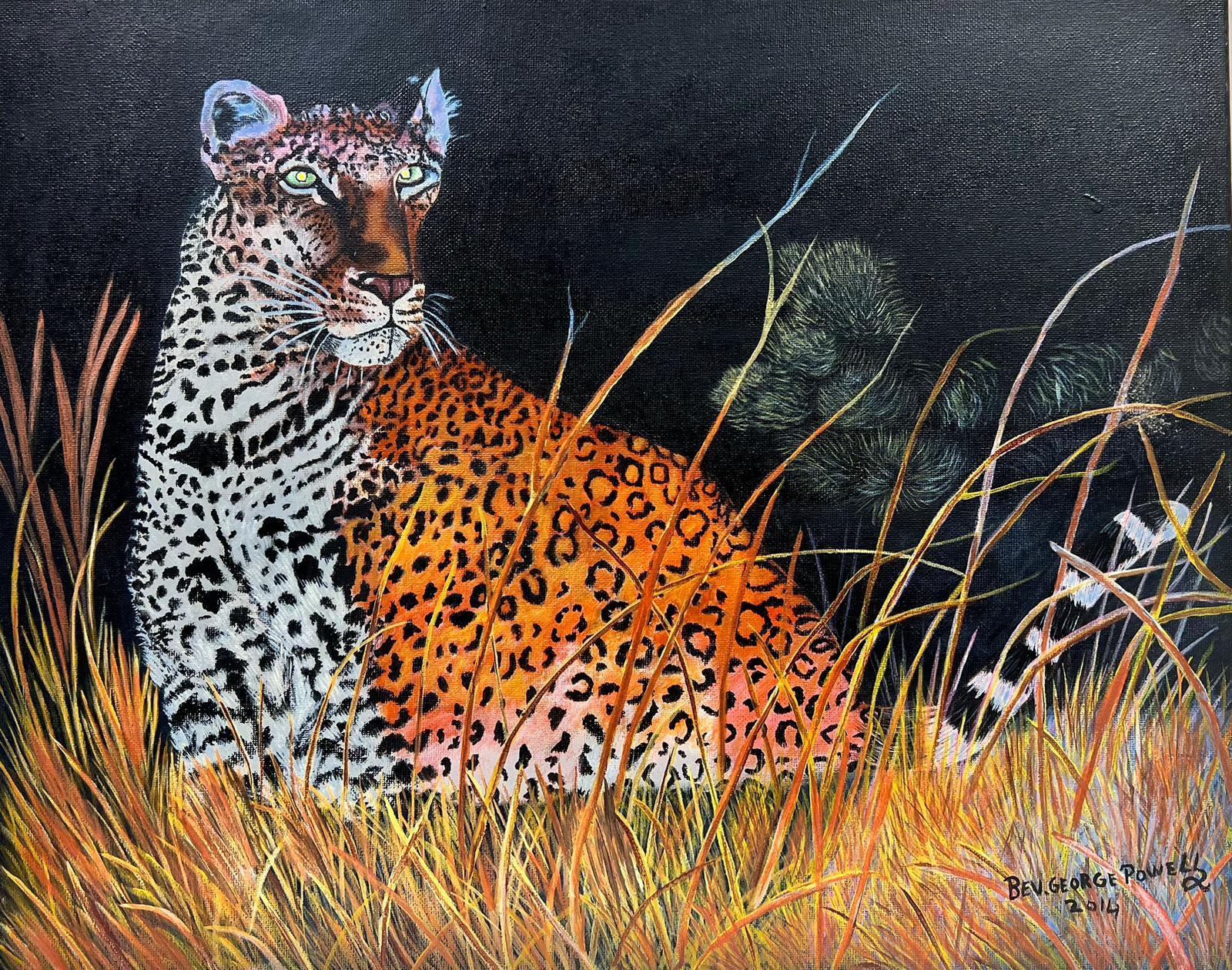 Ben Powell Landscape Painting - Contemporary British Acrylic Painting Cheetah in Landscape