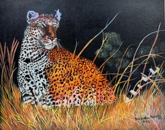 Contemporary British Acrylic Painting Cheetah in Landscape