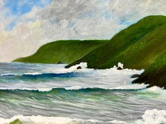 Contemporary British Acrylic Painting Couple By The Coast