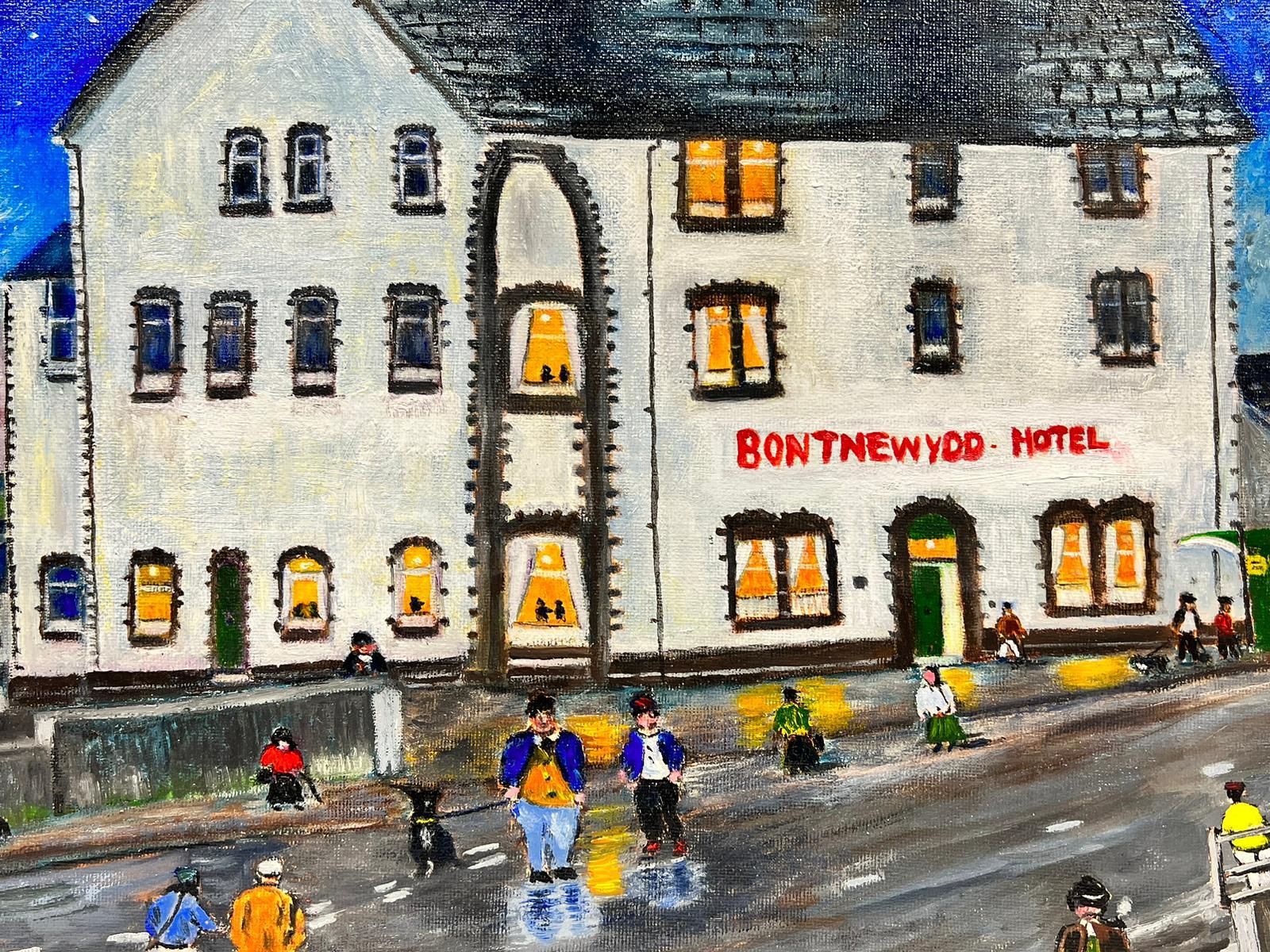 Contemporary British Acrylic Painting Starry Night Welsh Hotel For Sale 1