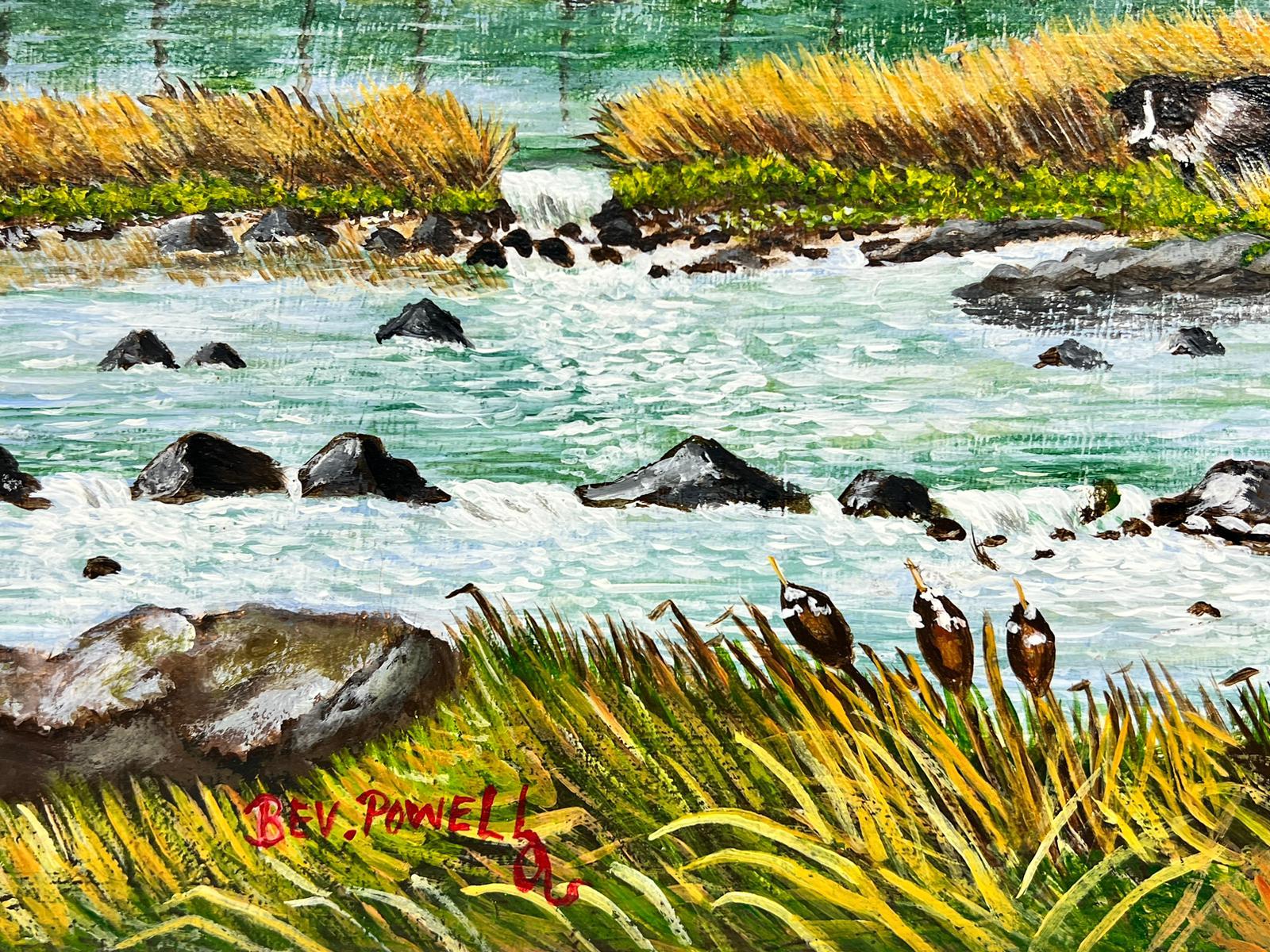 Contemporary British Acrylic Painting Wildfowler Duck Shooting in Landscape For Sale 1