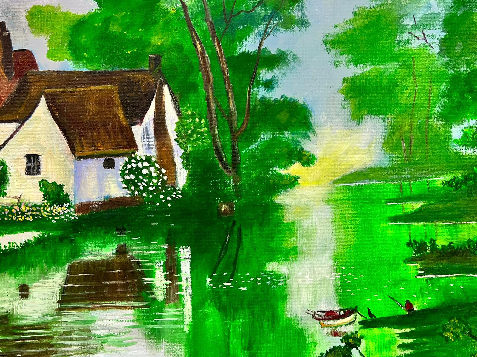 Zeitgenössisches britisches Acrylgemälde, Willy Lots, Cottage Flatford Mill  – Painting von Ben Powell