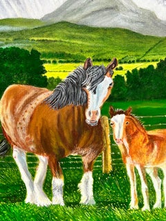 Horse & Foal in Mountain Landscape Contemporary British Painting