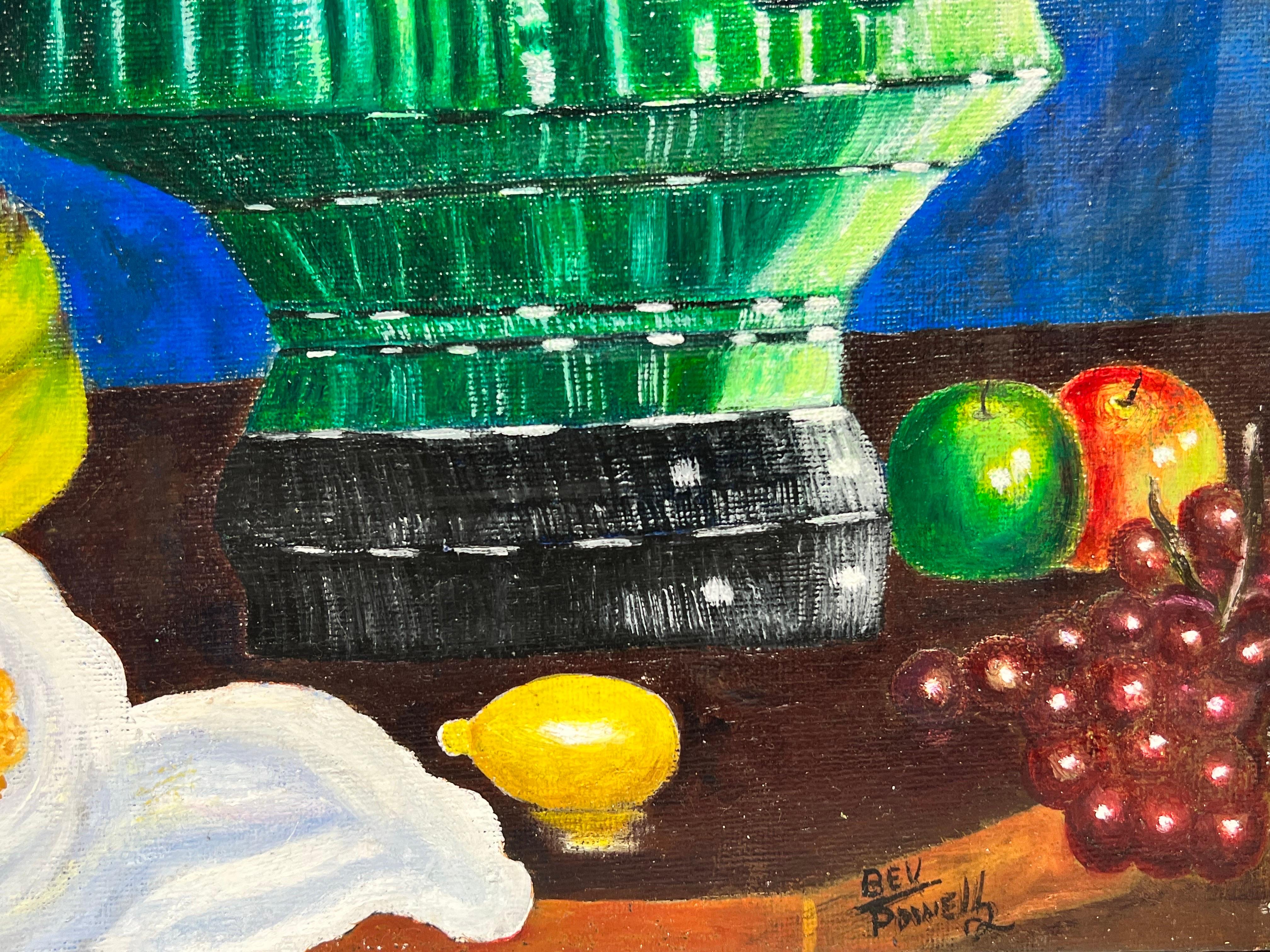Naive Colorful Still Life Fruit Oil Painting Ornamenti da tavolo in vendita 1
