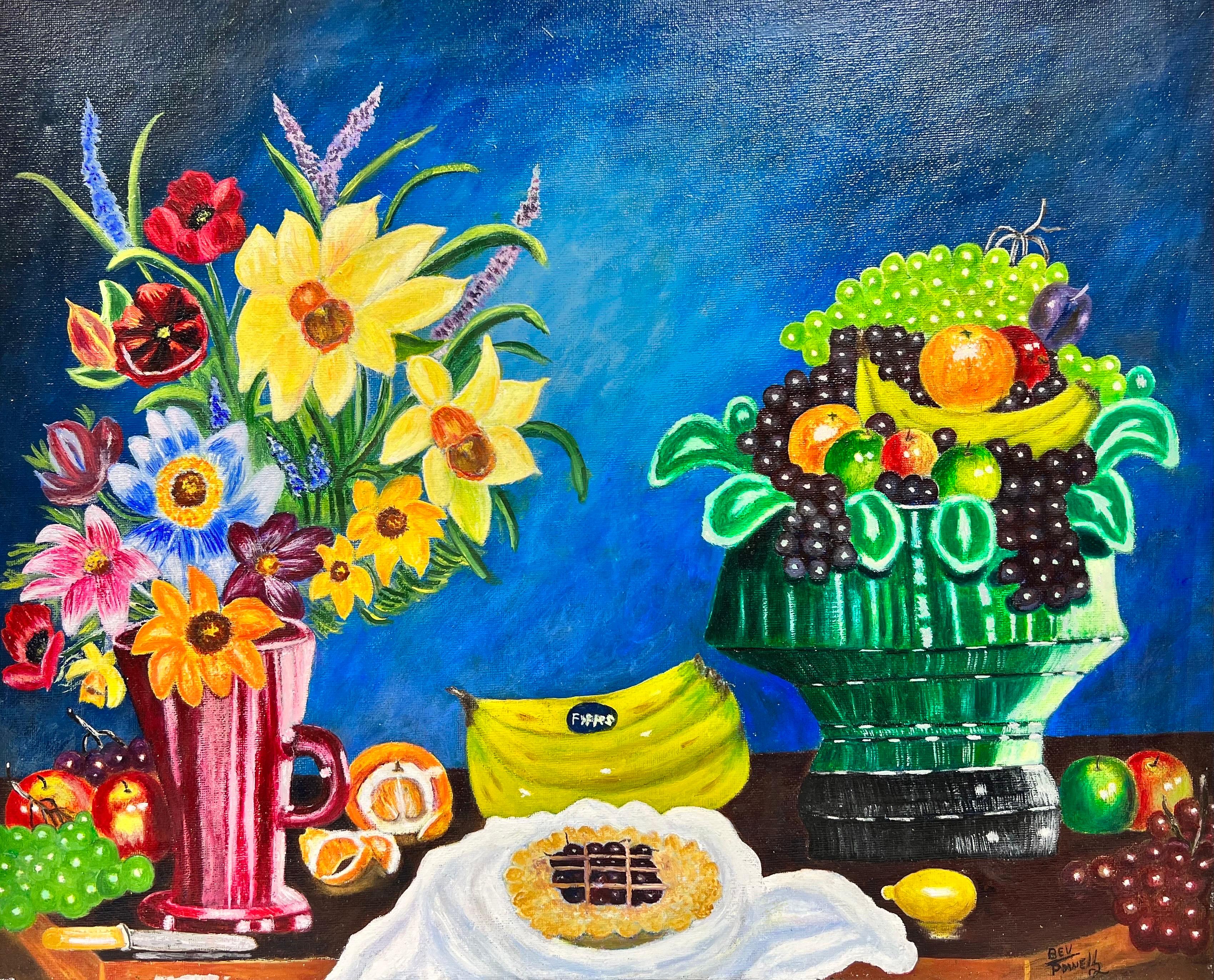 Naive Colorful Still Life Fruit Oil Painting Ornamenti da tavolo