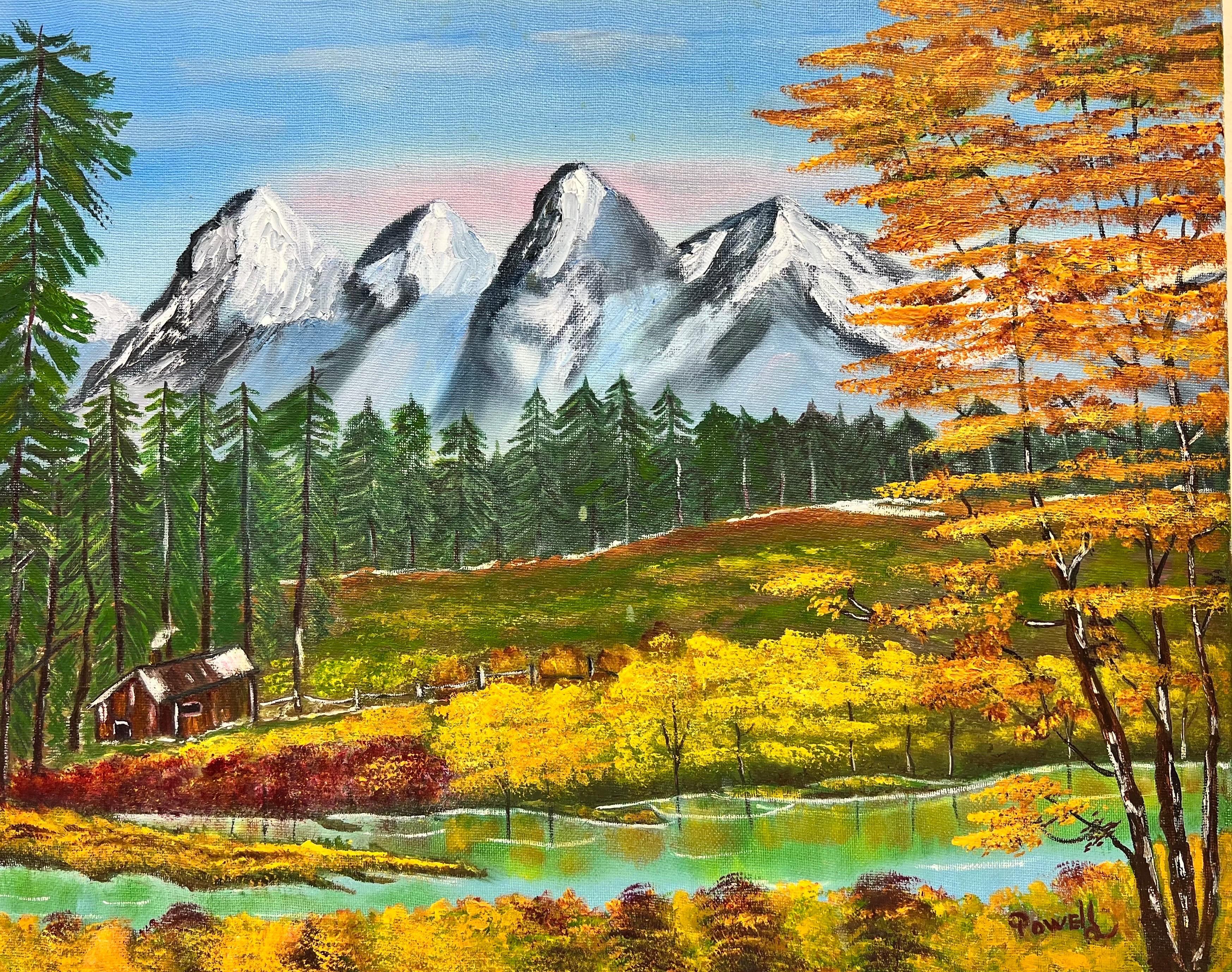 Peinture britannique originale des Highlands écossais, montagnes enneigées