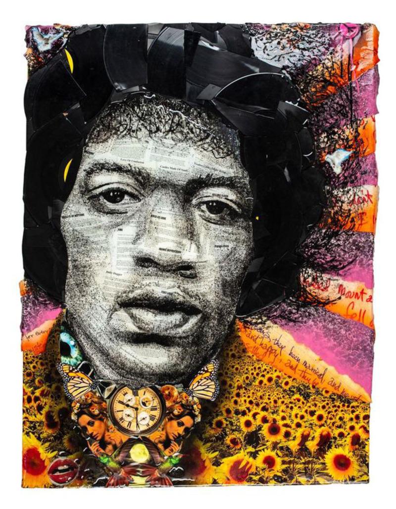 Jimi Hendrix "Experienced" (Expérience) - Mixed Media Art de Ben Riley