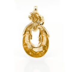 Ben Rosenfeld Diamond and 18 Carat Yellow Gold Open Work Stylised Oval Pendant