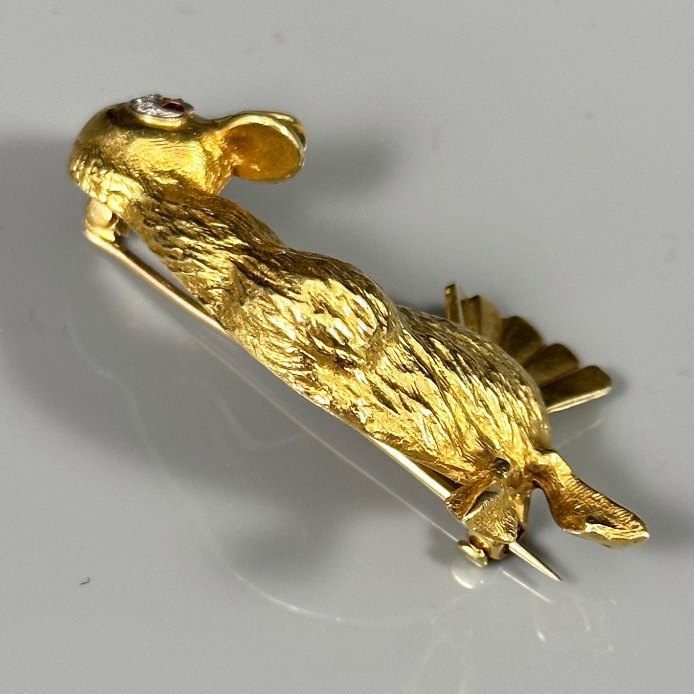 Broche de pato con rubí y diamantes Ben Rosenfeld, oro amarillo blanco de 18 quilates, mediados de siglo, 1960 en venta 6