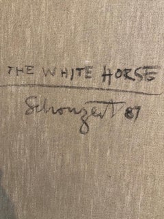 White Horse at the Hampton Classic White Show Jumper with Rider Up