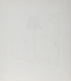 Lampen, surrealistische Schwarz-Weiß-Radierung von Ben Schonzeit