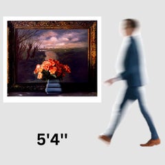 "Roses with Dutch Landscape" by Ben Schonzeit (Photorealist, Flowers, Painting)