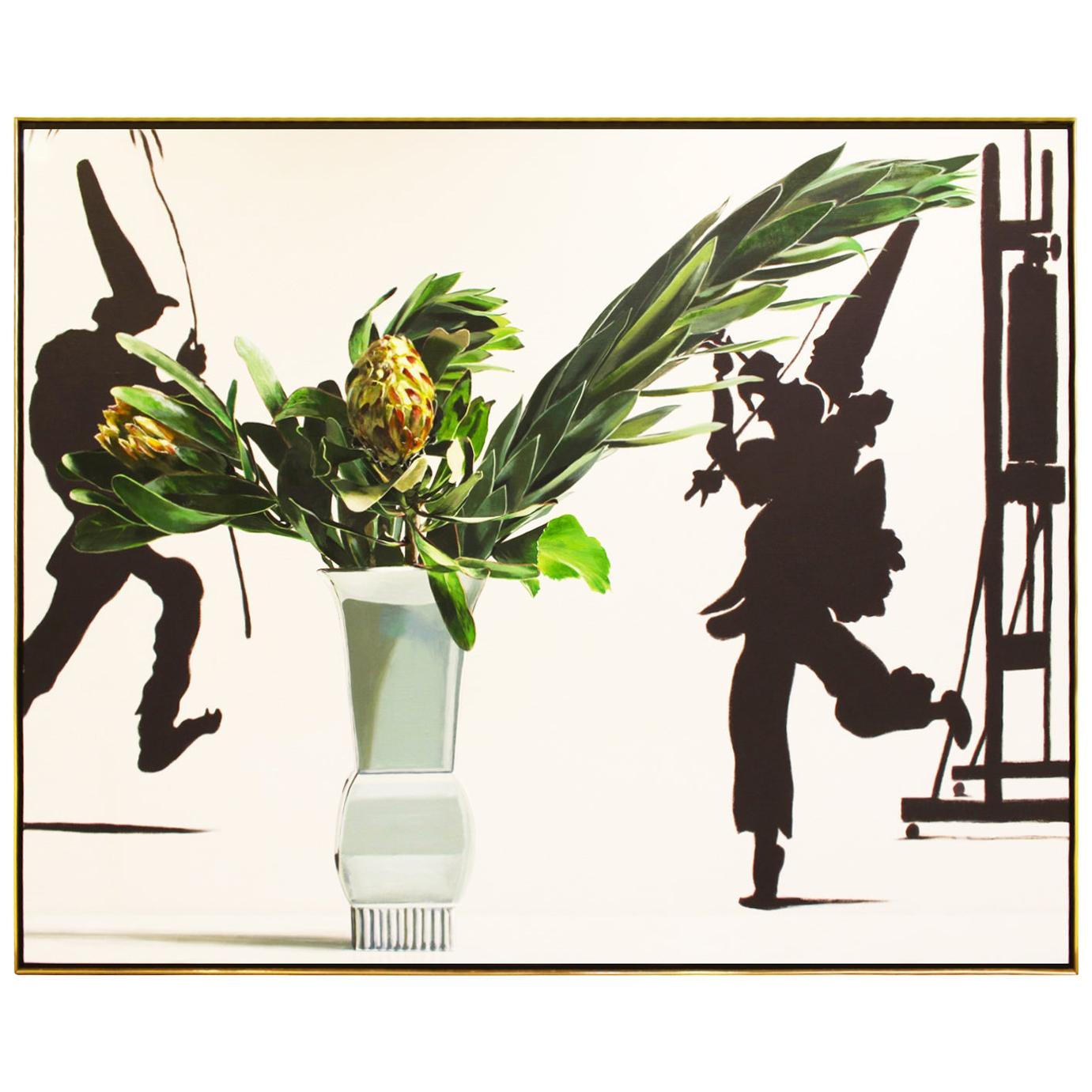 Ben Schonzeit "Dos Proteas" Acrílico grande sobre lienzo, 1989 'Firmado' en venta
