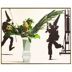 Ben Schonzeit "Dos Proteas" Acrílico grande sobre lienzo, 1989 'Firmado'